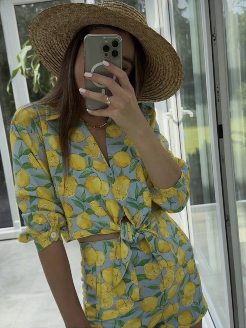 Zara lemon tie top linen